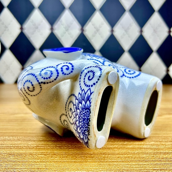 Turkish Porcelain Elephant Figurine Blue Floral Pattern Folk Art  Collectible - Picture 6 of 17